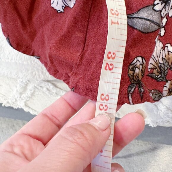 Audrey 3+1 Halter Mini Dress‎ Floral Maroon Pattern High Neck Fit n' Flare M - Picture 6 of 7